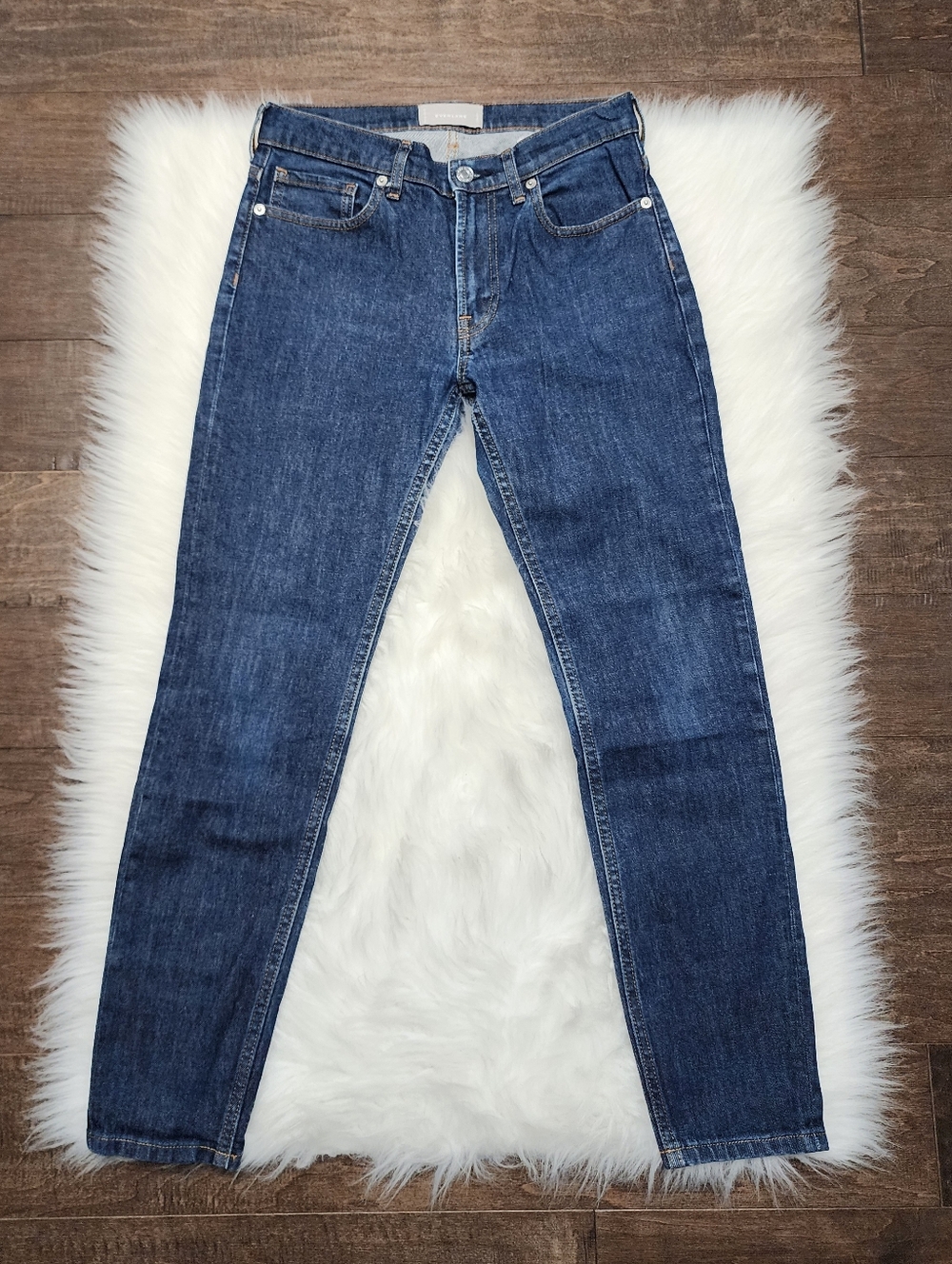 Everlane Authentic Stretch Mid-Rise Skinny Jeans Dark Indigo 27 Regular